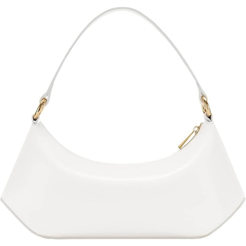 New JW PEI Womens White Leather Zip Up Gold Zipper Accents Lily Shoulder Bag - Picture 5 of 6
